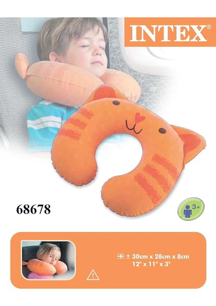 Çocuklar Için Şişme Seyahat Yastığı 2 Adet (Kedi&kurbağa) - Travel Pillow Kids