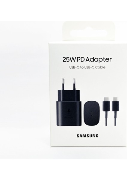 Easy Tekno Siyah Galaxy A24 Fast Charging 25W Type-C Çıkışlı Kablolu Şarj Aleti Siyah(Samsung Türkiye Garanti