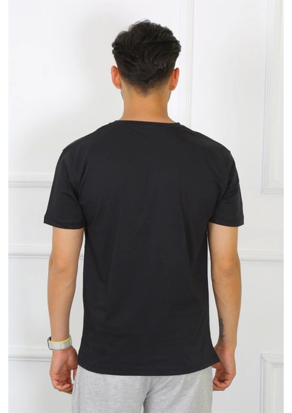 Modlive- Erkek Siyah %100 Pamuklu T-Shirt 27486