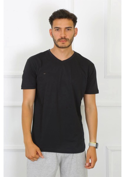 Modlive- Erkek Siyah %100 Pamuklu T-Shirt 27486