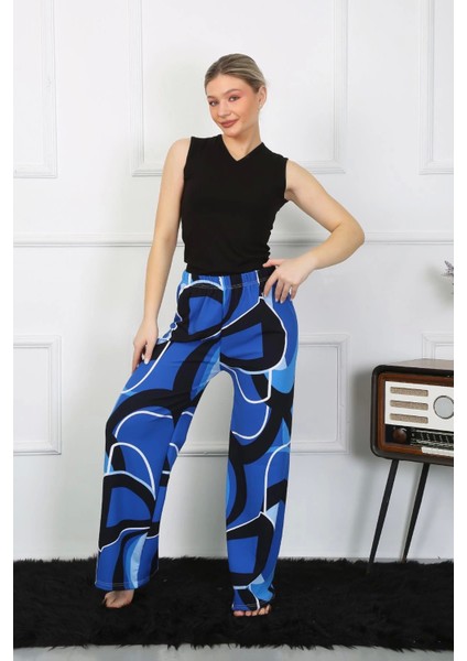 Modlive- Kadın Bol Paça Penye Saks Alt Üst Takım 5502