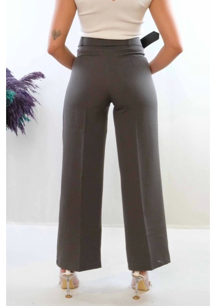 Modlive- Kemerli Pantolon Füme modelleri