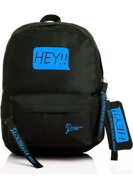 Laptop Bölmeli Okul Çantası Hey!!! Siyah Mavi 1525
