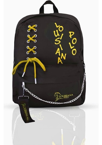 Laptop Bölmeli Okul Çantası Siyah Sarı 1141