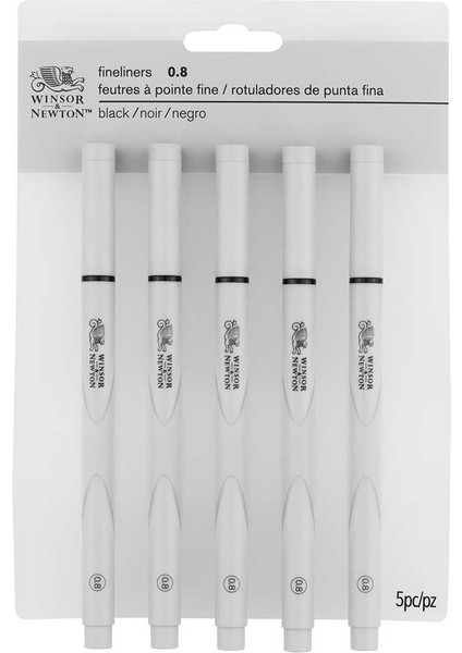 : Fineliner : Çizim Kalem Seti : 5 Adet x 0,8 mm : Siyah