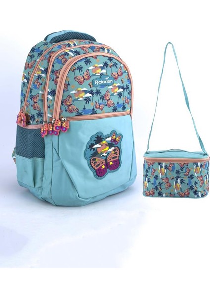 Relxion Ilkokul Çantası Beslenmeli Kelebekli Yeşil 1350