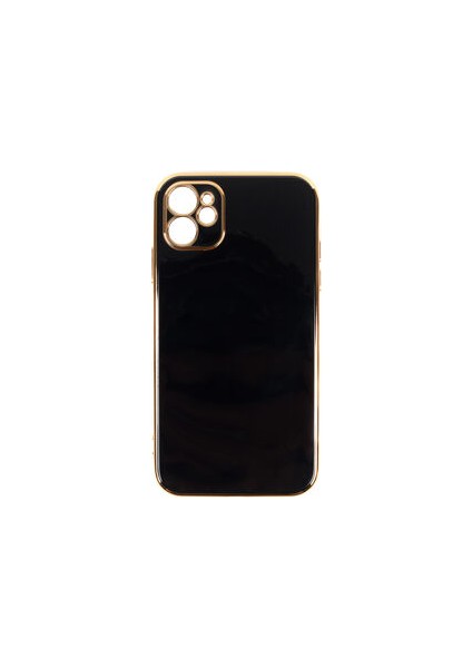 Apple iPhone 11 Parlak Yapılı ve Kenarları Altın Görünümlü Şık Bark Premium Silikon Kılıf