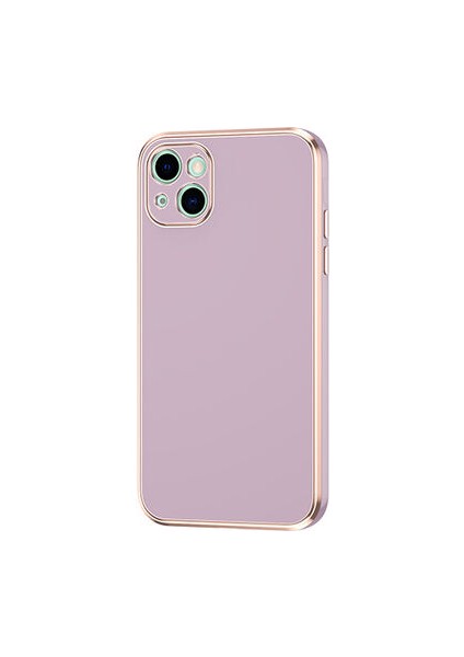 iPhone 13 Parlak Yapılı ve Kenarları Altın Görünümlü Şık Bark Premium Silikon Kılıf
