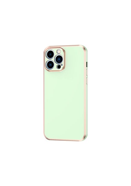 iPhone 13 Pro Parlak Yapılı ve Kenarları Altın Görünümlü Şık Bark Premium Silikon Kılıf