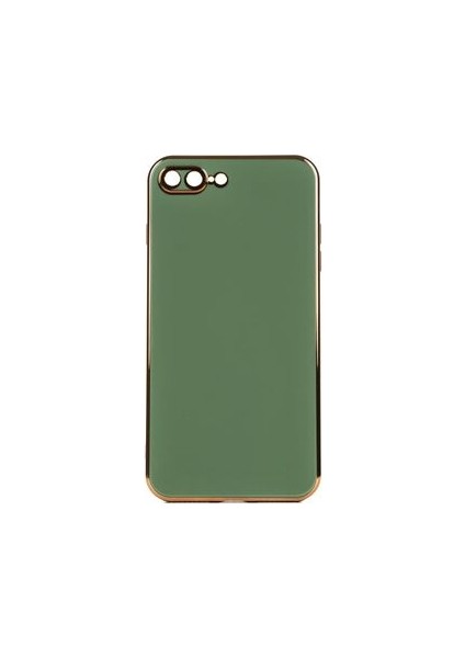 iPhone 8 Plus Parlak Yapılı ve Kenarları Altın Görünümlü Şık Bark Premium Silikon Kılıf