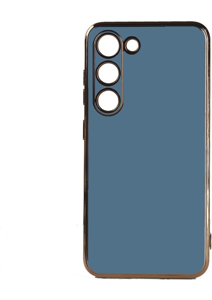 Samsung Galaxy S23 Parlak Yapılı ve Kenarları Altın Görünümlü Şık Bark Premium Silikon Kılıf