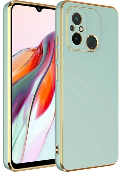Redmi 12C Parlak Yapılı ve Kenarları Altın Görünümlü Şık Bark Premium Silikon Kılıf