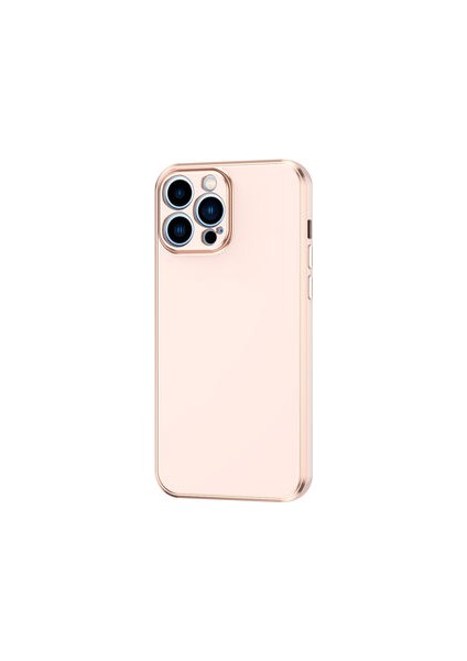 iPhone 13 Pro Parlak Yapılı ve Kenarları Altın Görünümlü Şık Bark Premium Silikon Kılıf