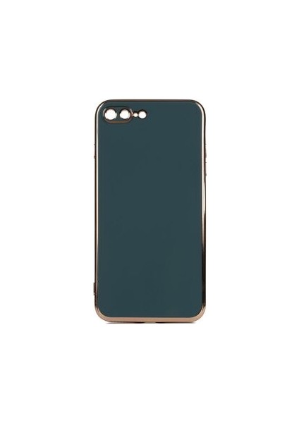 iPhone 8 Plus Parlak Yapılı ve Kenarları Altın Görünümlü Şık Bark Premium Silikon Kılıf