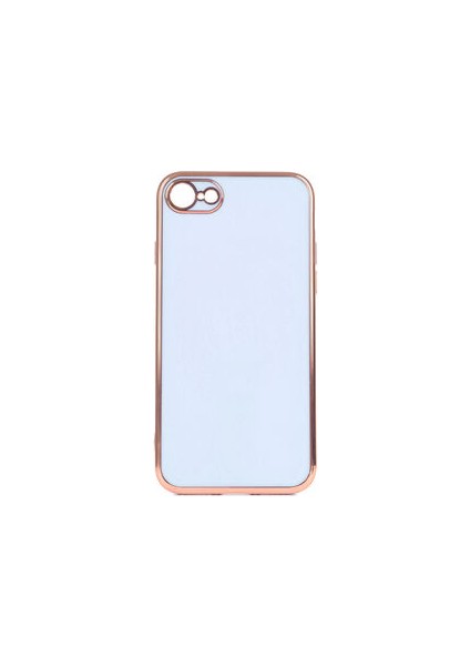 iPhone Se 2020 Parlak Yapılı ve Kenarları Altın Görünümlü Şık Bark Premium Silikon Kılıf