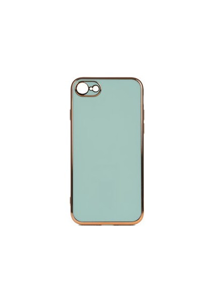 iPhone Se 2022 Parlak Yapılı ve Kenarları Altın Görünümlü Şık Bark Premium Silikon Kılıf