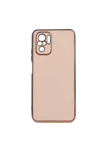 Redmi Note 10 Parlak Yapılı ve Kenarları Altın Görünümlü Şık Bark Premium Silikon Kılıf