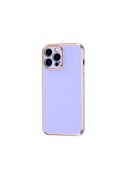 iPhone 13 Pro Parlak Yapılı ve Kenarları Altın Görünümlü Şık Bark Premium Silikon Kılıf