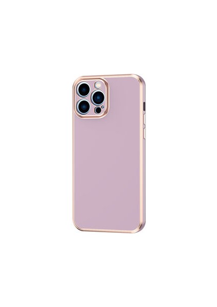 iPhone 13 Pro Parlak Yapılı ve Kenarları Altın Görünümlü Şık Bark Premium Silikon Kılıf
