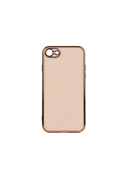 iPhone Se 2020 Parlak Yapılı ve Kenarları Altın Görünümlü Şık Bark Premium Silikon Kılıf