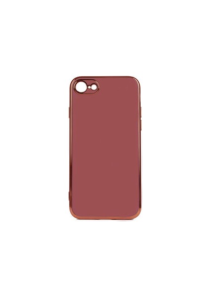 iPhone Se 2020 Parlak Yapılı ve Kenarları Altın Görünümlü Şık Bark Premium Silikon Kılıf
