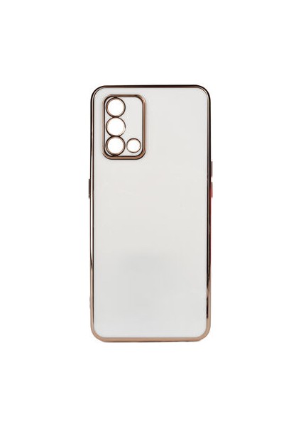 Oppo A74 4g Parlak Yapılı ve Kenarları Altın Görünümlü Şık Bark Premium Silikon Kılıf