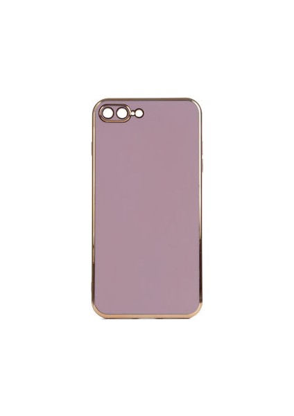 iPhone 7 Plus Parlak Yapılı ve Kenarları Altın Görünümlü Şık Bark Premium Silikon Kılıf