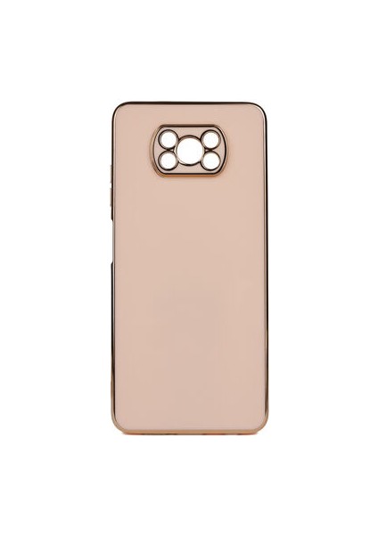 Poco X3 Pro Parlak Yapılı ve Kenarları Altın Görünümlü Şık Bark Premium Silikon Kılıf