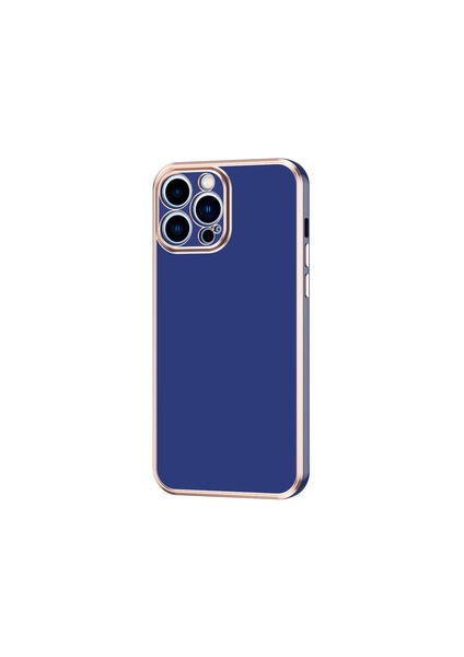 iPhone 13 Pro Parlak Yapılı ve Kenarları Altın Görünümlü Şık Bark Premium Silikon Kılıf