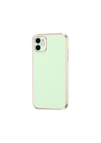 iPhone 12 Parlak Yapılı ve Kenarları Altın Görünümlü Şık Bark Premium Silikon Kılıf