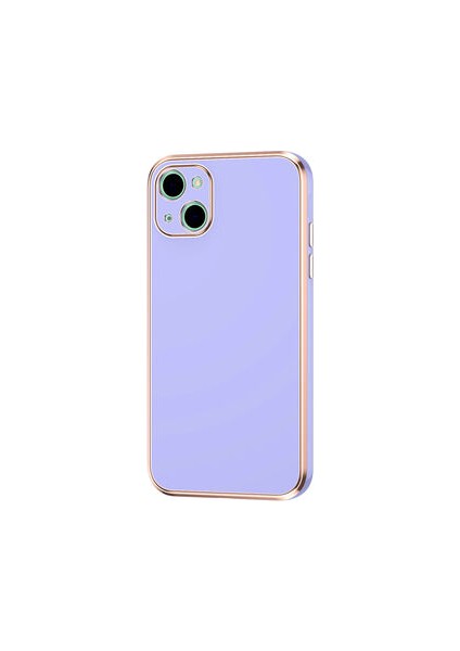 iPhone 13 Parlak Yapılı ve Kenarları Altın Görünümlü Şık Bark Premium Silikon Kılıf