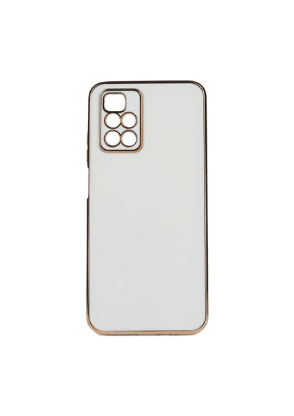 Redmi 10 Parlak Yapılı ve Kenarları Altın Görünümlü Şık Bark Premium Silikon Kılıf