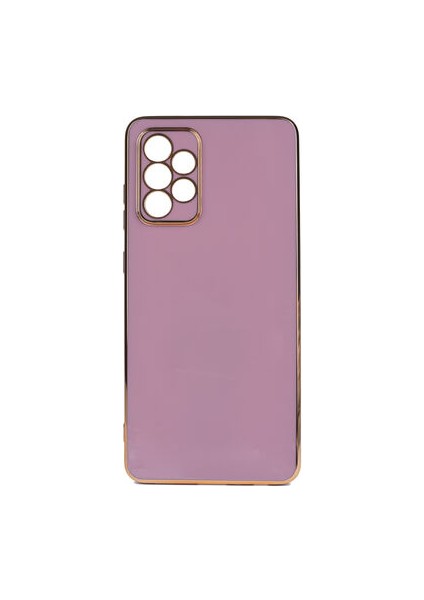 Samsung Galaxy A33 5g Parlak Yapılı ve Kenarları Altın Görünümlü Şık Bark Premium Silikon Kılıf