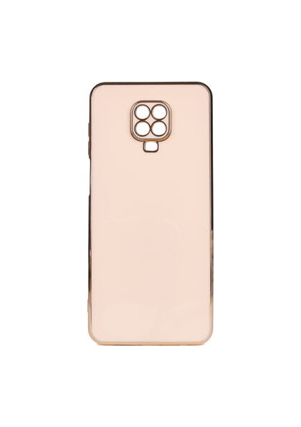 Redmi Note 9 Pro Parlak Yapılı ve Kenarları Altın Görünümlü Şık Bark Premium Silikon Kılıf