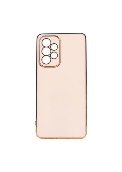 Samsung Galaxy A53 5g Parlak Yapılı ve Kenarları Altın Görünümlü Şık Bark Premium Silikon Kılıf