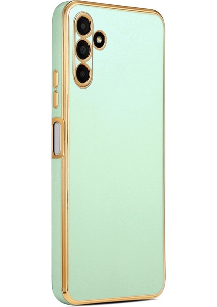 Samsung Galaxy A04S Parlak Yapılı ve Kenarları Altın Görünümlü Şık Bark Premium Silikon Kılıf