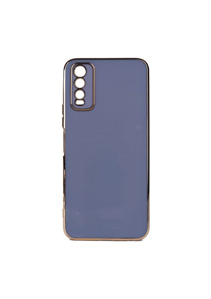 Vivo Y20S Parlak Yapılı ve Kenarları Altın Görünümlü Şık Bark Premium Silikon Kılıf