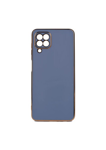 Samsung Galaxy A22 4g Parlak Yapılı ve Kenarları Altın Görünümlü Şık Bark Premium Silikon Kılıf