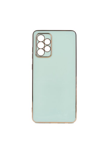 Samsung Galaxy A33 5g Parlak Yapılı ve Kenarları Altın Görünümlü Şık Bark Premium Silikon Kılıf