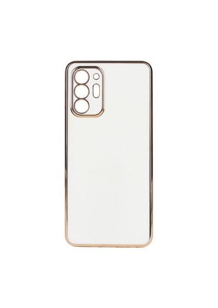 Samsung Galaxy Note 20 Ultra Parlak Yapılı ve Kenarları Altın Görünümlü Şık Bark Premium Silikon Kılıf