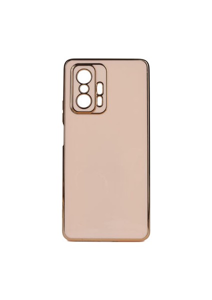 Xiaomi Mi 11T Pro 5g Parlak Yapılı ve Kenarları Altın Görünümlü Şık Bark Premium Silikon Kılıf