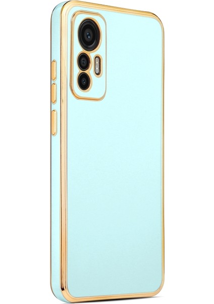 Xiaomi Mi 12 Lite Parlak Yapılı ve Kenarları Altın Görünümlü Şık Bark Premium Silikon Kılıf