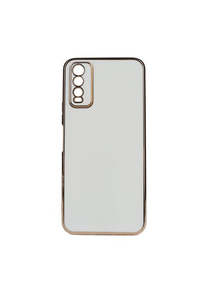 Vivo Y20S Parlak Yapılı ve Kenarları Altın Görünümlü Şık Bark Premium Silikon Kılıf