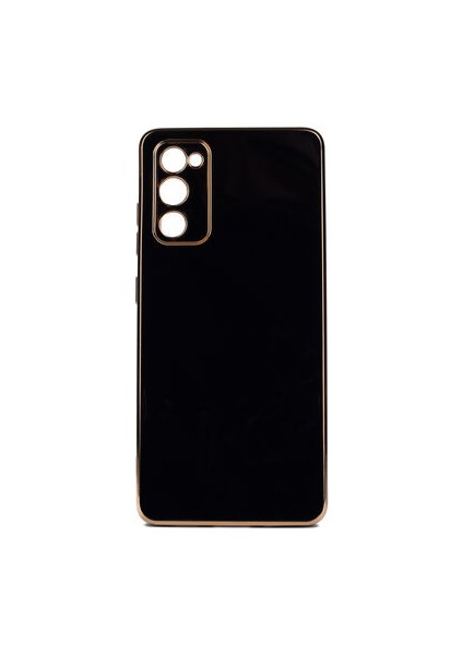 Samsung Galaxy A03S Parlak Yapılı ve Kenarları Altın Görünümlü Şık Bark Premium Silikon Kılıf