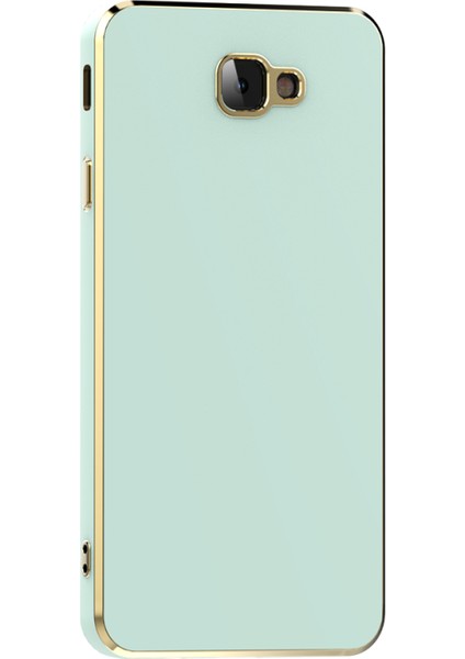 Samsung Galaxy J7 Prime Parlak Yapılı ve Kenarları Altın Görünümlü Şık Bark Premium Silikon Kılıf