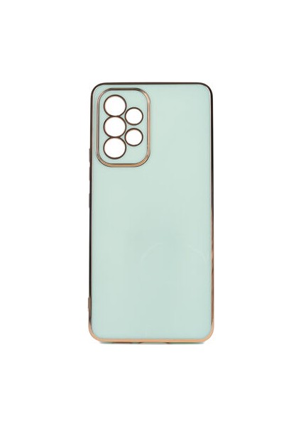 Samsung Galaxy A53 5g Parlak Yapılı ve Kenarları Altın Görünümlü Şık Bark Premium Silikon Kılıf