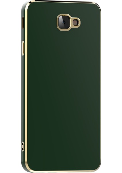 Samsung Galaxy J7 Prime Parlak Yapılı ve Kenarları Altın Görünümlü Şık Bark Premium Silikon Kılıf