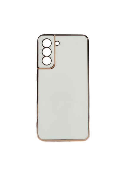 Samsung Galaxy S21 Fe Parlak Yapılı ve Kenarları Altın Görünümlü Şık Bark Premium Silikon Kılıf