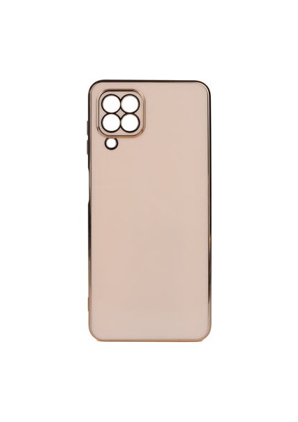 Samsung Galaxy M32 Parlak Yapılı ve Kenarları Altın Görünümlü Şık Bark Premium Silikon Kılıf