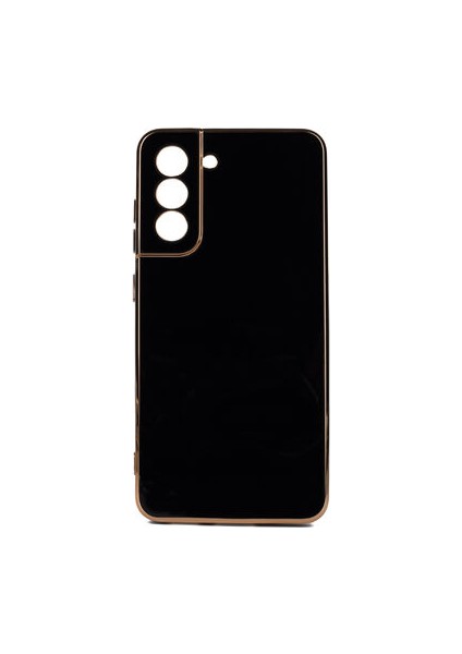 Samsung Galaxy S21 Fe Parlak Yapılı ve Kenarları Altın Görünümlü Şık Bark Premium Silikon Kılıf